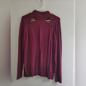 Michael Kors Burgundy Sweater with Gold Accents